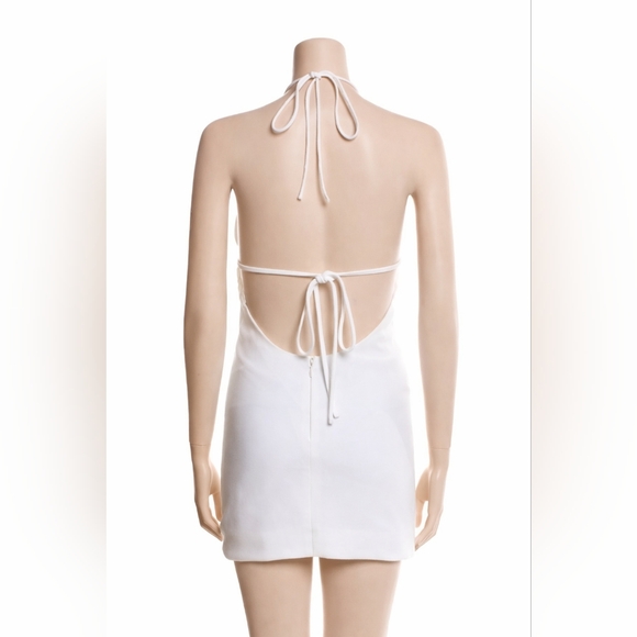 Monot White Halterneck crêpe minidress Xs
